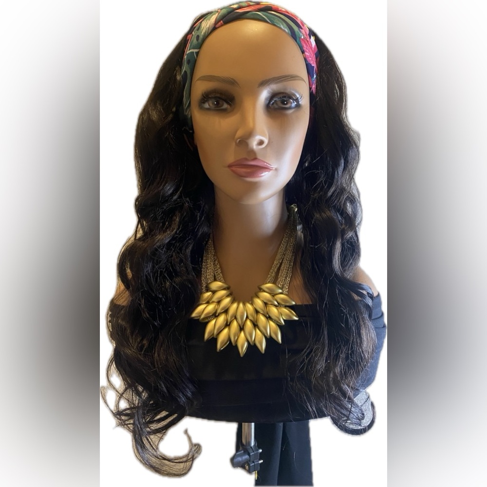 Synthetic body wave headband wig 24”